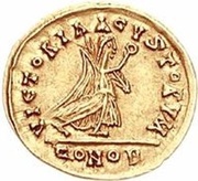 1 Tremissis In the name of Anastasius I; Lyon reverse image