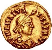 1 Tremissis In the name of Anastasius I; Lyon obverse image