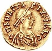 1 Tremissis In the name of Anastasius I; Lyon obverse image