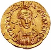 1 Solidus In the name of Anastasius I; Lyon; without monogram obverse image