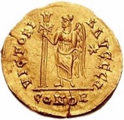 1 Solidus In the name of Anastasius I; Lyon; without monogram reverse image