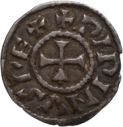 Obol - Pepin II Limoges mint; two crosses obverse image