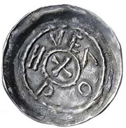 Denier - Otto I / Otto II as emperors; Verona mint, Carolingian Empire, 962-983 reverse image