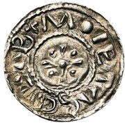 Denier In the name of Charles III; Liège mint, Carolingian Empire, 911-922 reverse image