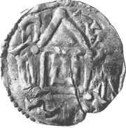 Denier - Charles III Trier mint; temple, Carolingian Empire, 911-923 reverse image