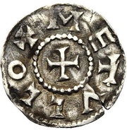 Obol - Charlemagne Melle mint; monogram, Carolingian Empire, 793-812 reverse image