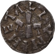 Obol - Louis I Melle mint; minting tools, Carolingian Empire, 814-818 reverse image
