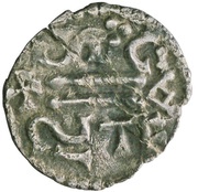 Denier - Pepin the Short Saint Stephen abbey of Bourges, Carolingian Empire, 751-768 reverse image