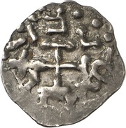 Denier - Pepin the Short Holy Cross Abbey; Rx F, Carolingian Empire, 751-768 reverse image