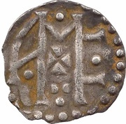 Denier - Charlemagne Amiens mint; monogram, Carolingian Empire, 768-793 reverse image