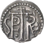 Denier - Charlemagne Saint Peter church of Trier; SPTRE, Carolingian Empire, 771-793 reverse image