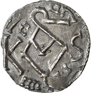 Denier - Charlemagne Uzès mint; monogram obverse image