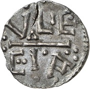 Denier - Charlemagne Uzès mint; monogram, Carolingian Empire, 771-793 reverse image