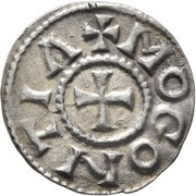Denier - Charlemagne Mainz mint; monogram, Carolingian Empire, 793-812 reverse image