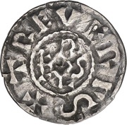 Denier - Charlemagne Trier mint; monogram, Carolingian Empire, 793-812 reverse image