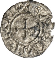 Denier - Charlemagne Girona mint; monogram obverse image