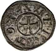 Denier - Charlemagne Arles mint; monogram, Carolingian Empire, 793-812 reverse image