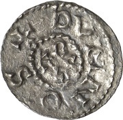 Denier - Charlemagne Chateaudun mint; monogram, Carolingian Empire, 793-812 reverse image
