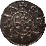 Denier - Charlemagne Saint Mary church of Laon; monogram, Carolingian Empire, 793-812 reverse image