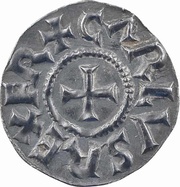 Denier - Charlemagne Tours mint; monogram obverse image