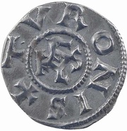 Denier - Charlemagne Tours mint; monogram, Carolingian Empire, 793-812 reverse image