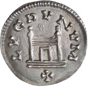 Denier - Charlemagne Lyon mint; City gate, Carolingian Empire, 812-814 reverse image