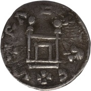 Denier - Louis I Strasbourg mint; City gate, Carolingian Empire, 814-818 reverse image