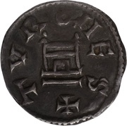Denier - Louis I Tours mint; City gate, Carolingian Empire, 814-818 reverse image