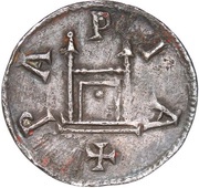 Denier - Louis I Pavia mint; City gate, Carolingian Empire, 814-818 reverse image