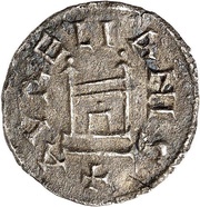Denier - Louis I Orleans mint; City gate, Carolingian Empire, 814-818 reverse image