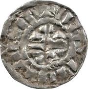 Obol - Lothair II Bourges mint; monogram, Carolingian Empire, 954-986 reverse image