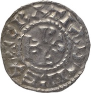 Denier - Ralph Etampes mint; KRLS type monogram obverse image