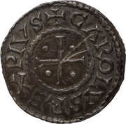 Denier - Charles II Laon mint; temple obverse image
