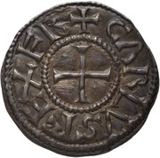 Denier - Charles II Noyon mint; CARLVS REX FR obverse image