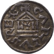Denier - Charles II Saint Martin Abbey of Tours; temple obverse image