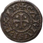 Denier - Charles II Orleans mint; city gate obverse image