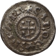Denier - Charles II Auxerre mint; temple obverse image