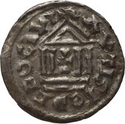 Denier - Charles II Auxerre mint; temple, Carolingian Empire, 840-864 reverse image