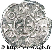 Denier - Charles II Melle mint; temple, Carolingian Empire, 840-864 reverse image