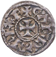 Denier - Charles II Melle mint; monogram obverse image