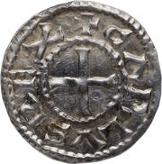 Denier - Charles II Bourges mint; monogram obverse image