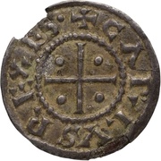Denier - Charles II / Charles III Chartres mint; temple obverse image