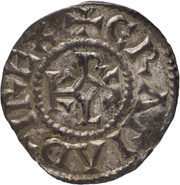 Denier - Charles II Saint Sebastian monastery of Soissons obverse image