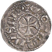 Denier - Lothair II Bourges mint; temple obverse image