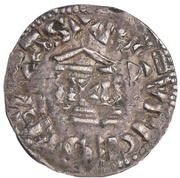 Denier - Lothair II Bourges mint; temple, Carolingian Empire, 954-986 reverse image