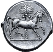 Tetradrachm, Carthaginian Empire, 345 BC - 315 BC reverse image
