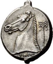 Tetradrachm Uncertain Punic mint; Lilybaion or Entella, Carthaginian Empire, 320 BC - 300 BC reverse image