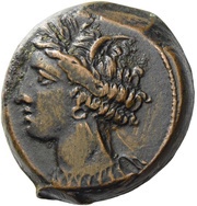 Æ Shekel with Punic Letter ʿayin 𐤏 obverse image