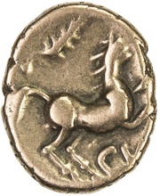 ¼ Stater "Trinovantian U" - Cunobeline, Celtic Britain, 10-20 reverse image