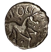 Silver Unit "Corielatuvian M" - Vepocomes, Celtic Britain, 15-40 reverse image